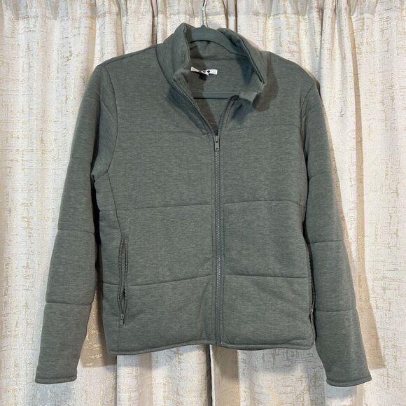Three Dots Heather Thyme Soft Fleece Quilted Cropped Jacket Women’s Size Medium! - Picture 1 of 7